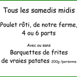 Poulet de ferme rôti avec frites tous les samedis